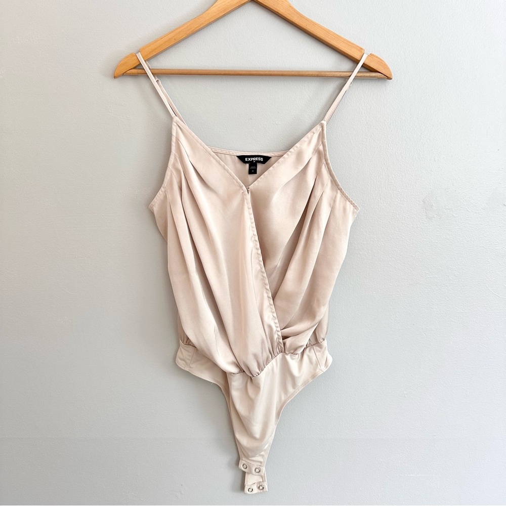 Express Beige Satin Bodysuit